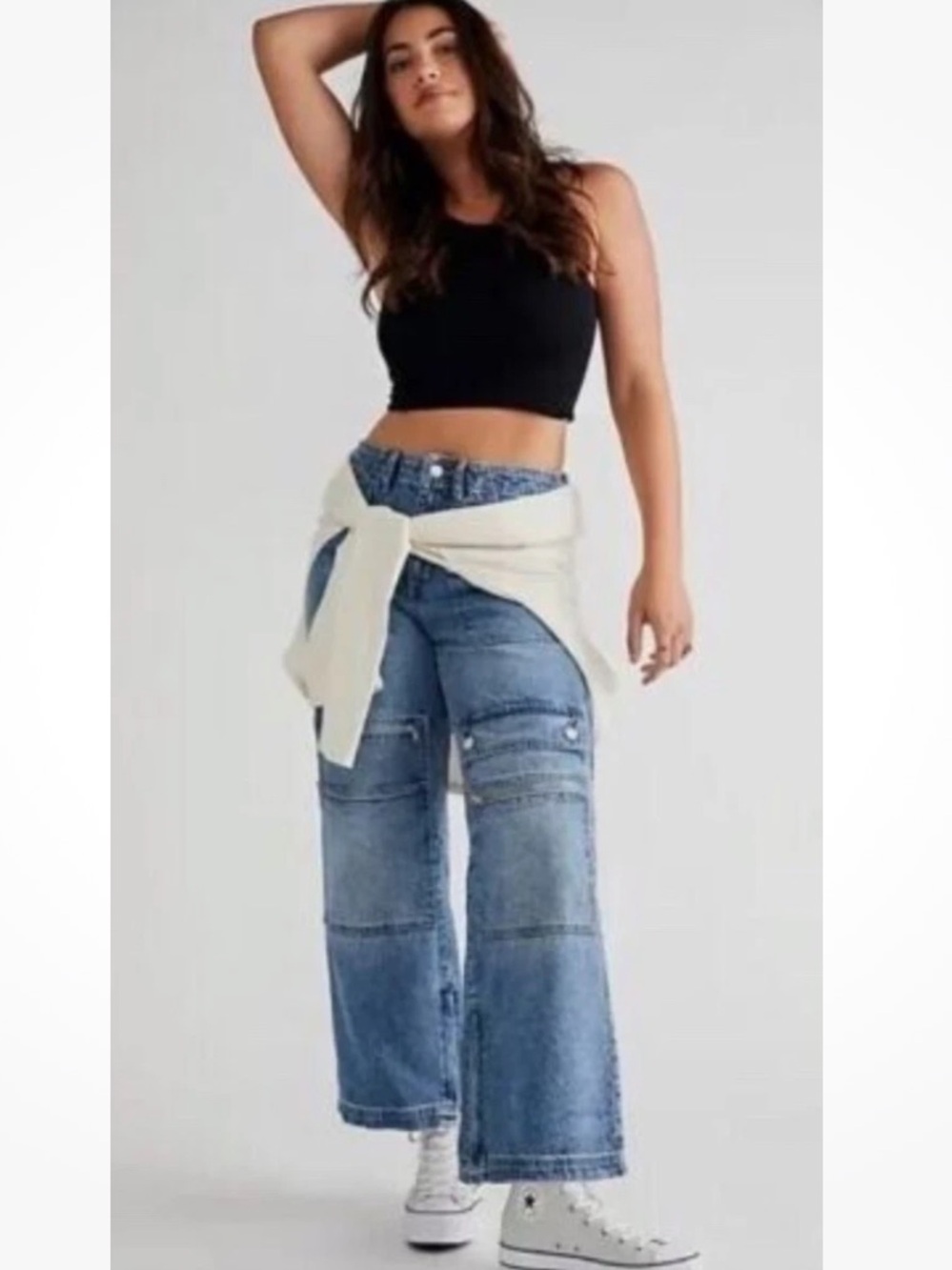 Free People We The Free CRVY Under Construction Cargo Jeans size 27 - Picture 2 of 11